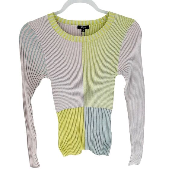 Rails Sweater Womens XS Pink Colorblock Pia Cashmere Blend Stretch Knit NEW - Picture 2 of 16